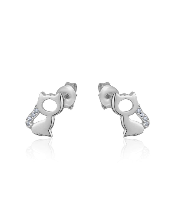 graziella Sterling Silver C.Z Kitten Stud Earrings