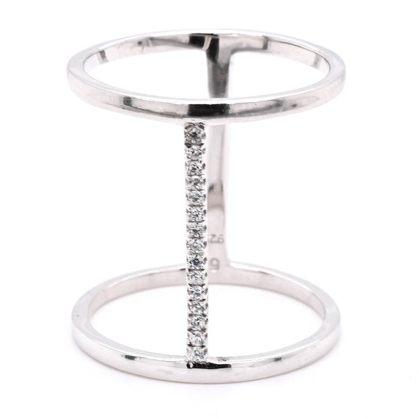 graziella Sterling Silver C.Z Thick Band