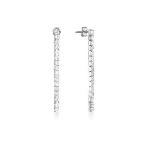 graziella Sterling Silver CZ Tennis Drop Earrings