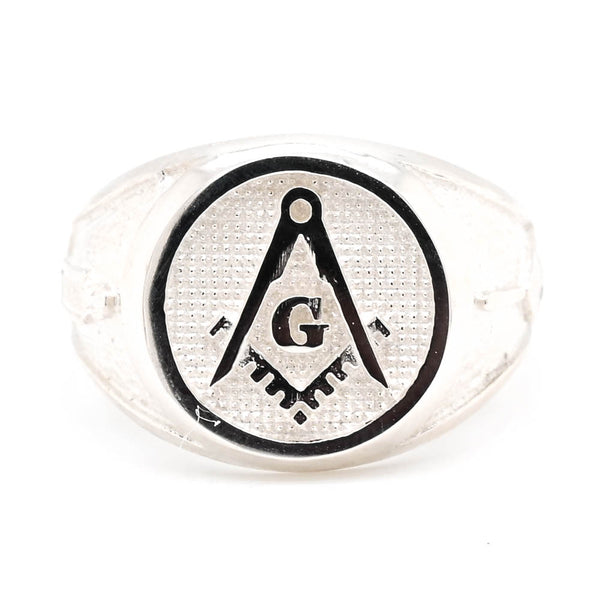 graziella Sterling Silver Masonic Level & Trowl Ring
