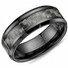 graziella Torque Black Ceramic Wedding Band