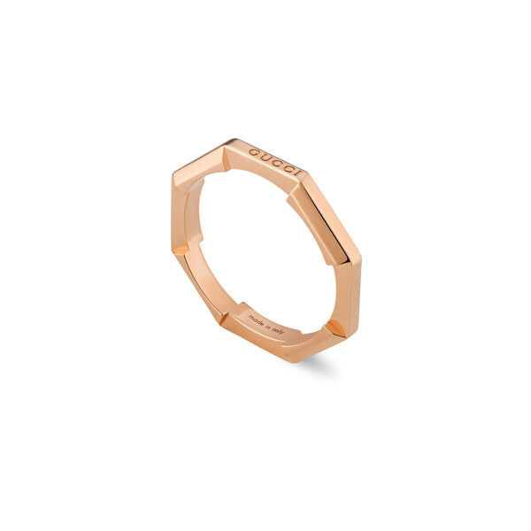 graziella Gucci 18KT Rose Gold 3mm Link To Love Mirror Ring