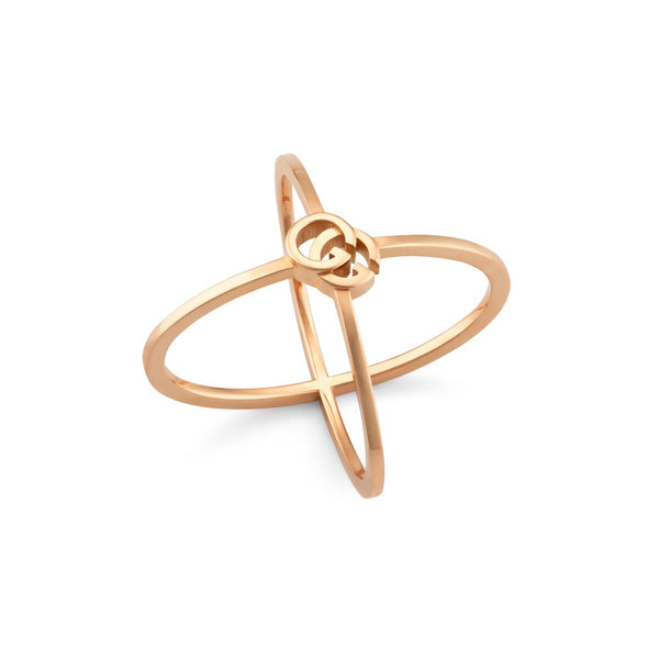 graziella Gucci 18KT Rose Gold GG Running Criss Cross Ring