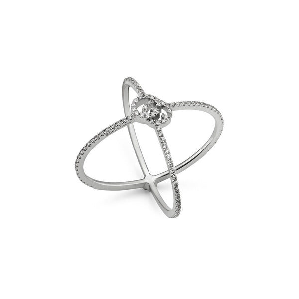 graziella Gucci 18KT White Gold 0.30CTW VVS G-H Colour Diamond GG Running X Ring