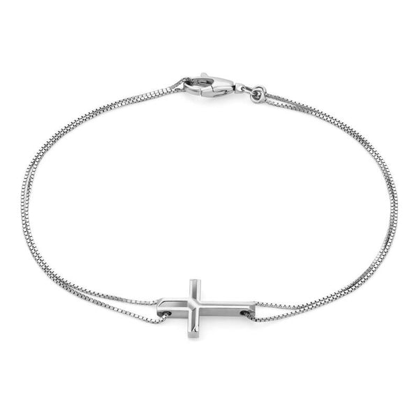 graziella Gucci 18KT White Gold 7" Link to Love Cross Bracelet