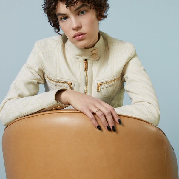 Graziella Gucci 18KT Yellow Gold 0.12CTW Diamond Interlocking G Ring