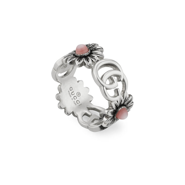 Graziella Gucci Double G Sterling Silver Mother Of Pearl Ring