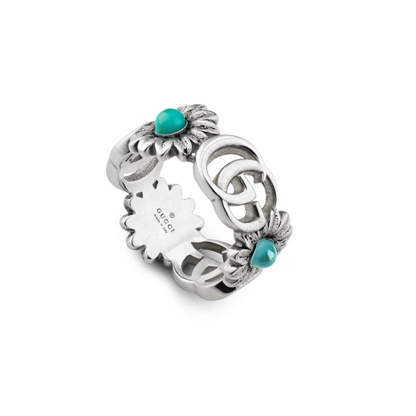 graziella Gucci Double G Sterling Silver Mother of Pearl Ring