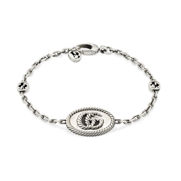 graziella Gucci Sterling Silver 8.25" Double G Bracelet