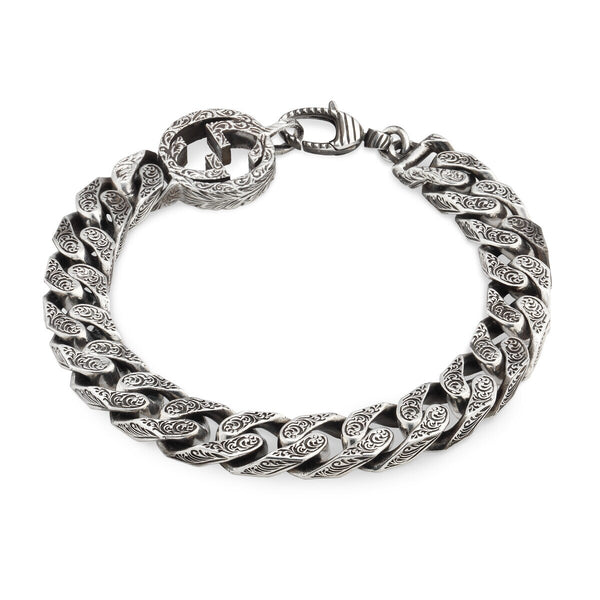 graziella Gucci Sterling Silver 8.25" Interlocking G Chain Bracelet