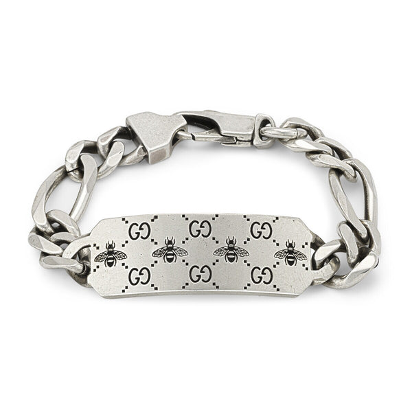 graziella Gucci Sterling Silver 8.75" GG and Bee Bracelet