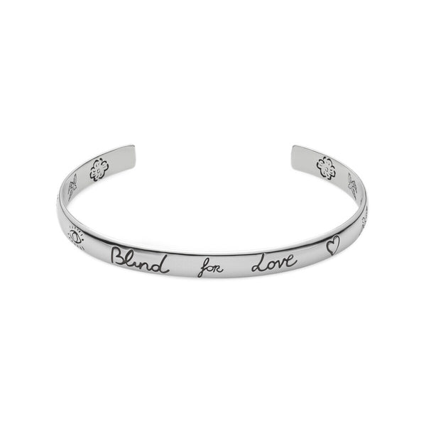 Graziella Gucci Sterling Silver 8" Blind For Love' Open Bangle