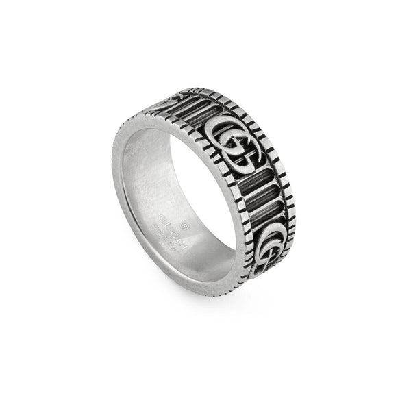 graziella Gucci Sterling Silver Double G Ring. Band Width: 8mm Size: 7.50