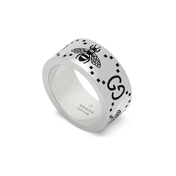 Graziella Gucci Sterling Silver GG And Bee Engraved Ring