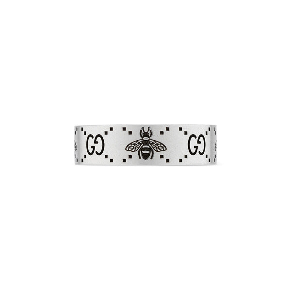 graziella Gucci Sterling Silver GG and Bee Engraved Ring