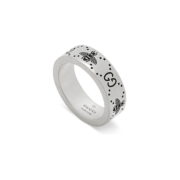 Graziella Gucci Sterling Silver GG And Bee Engraved Ring