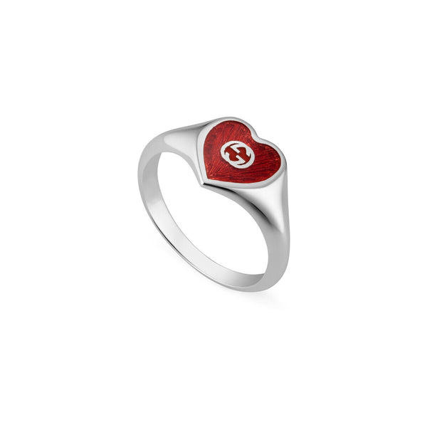 graziella Gucci Sterling Silver Heart interlocking G Ring