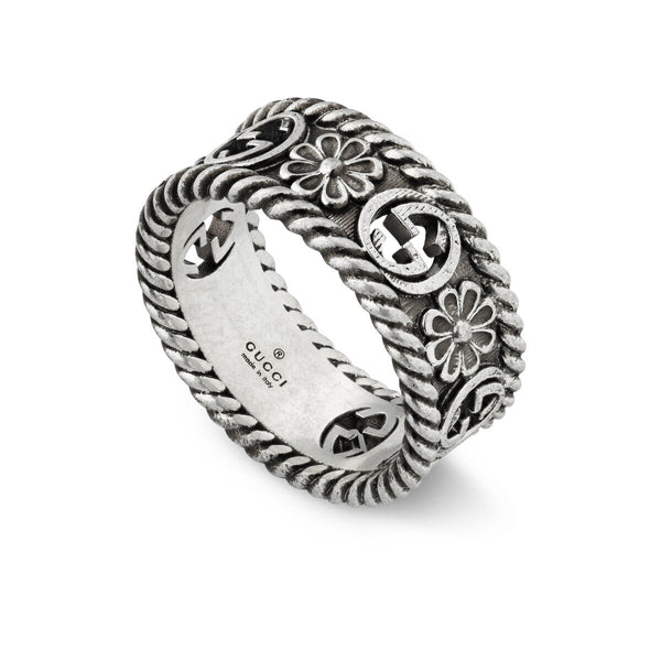 graziella Gucci Sterling Silver Interlocking G Ring