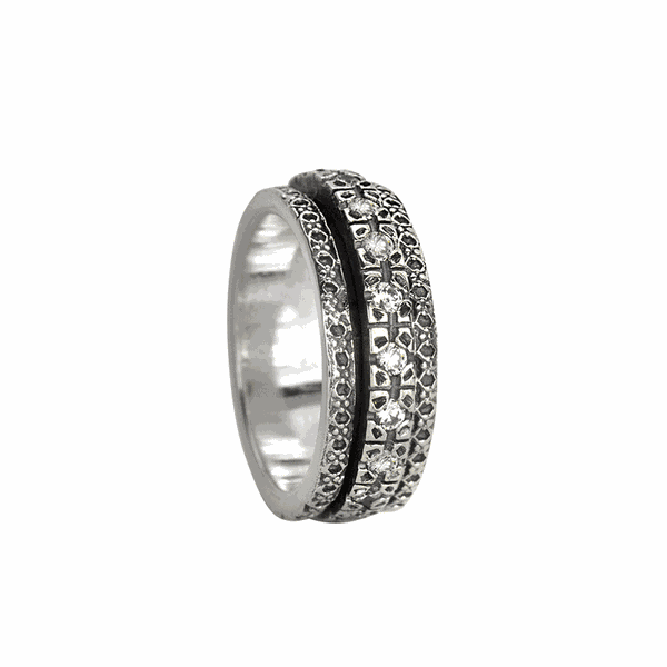 graziella Halo Meditation Ring. Sterling Silver and C.Z. Size 8