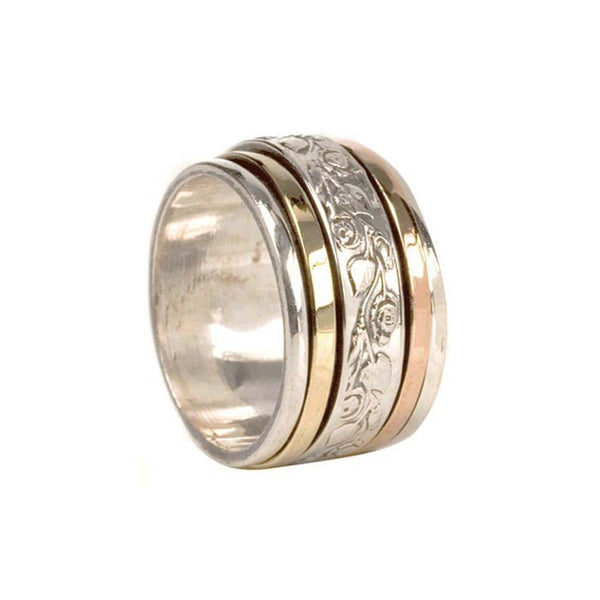Graziella Harmony Meditation Ring. Sterling Silver And 9KT Gold. Size 8