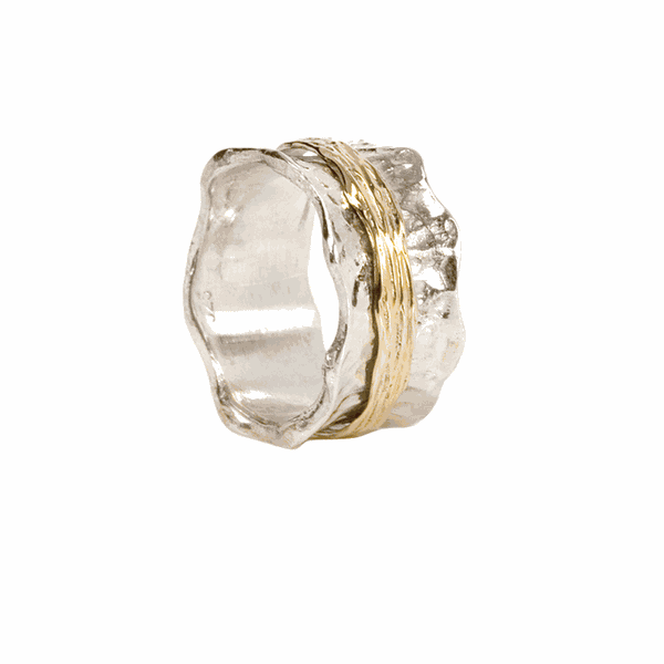 graziella Heaven Meditation Ring. Sterling Silver and 9KT Gold. Size 9