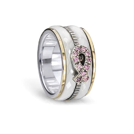 graziella Hope Mediation Ring. Sterling Silver 10KT Gold and C.Z. Size 7