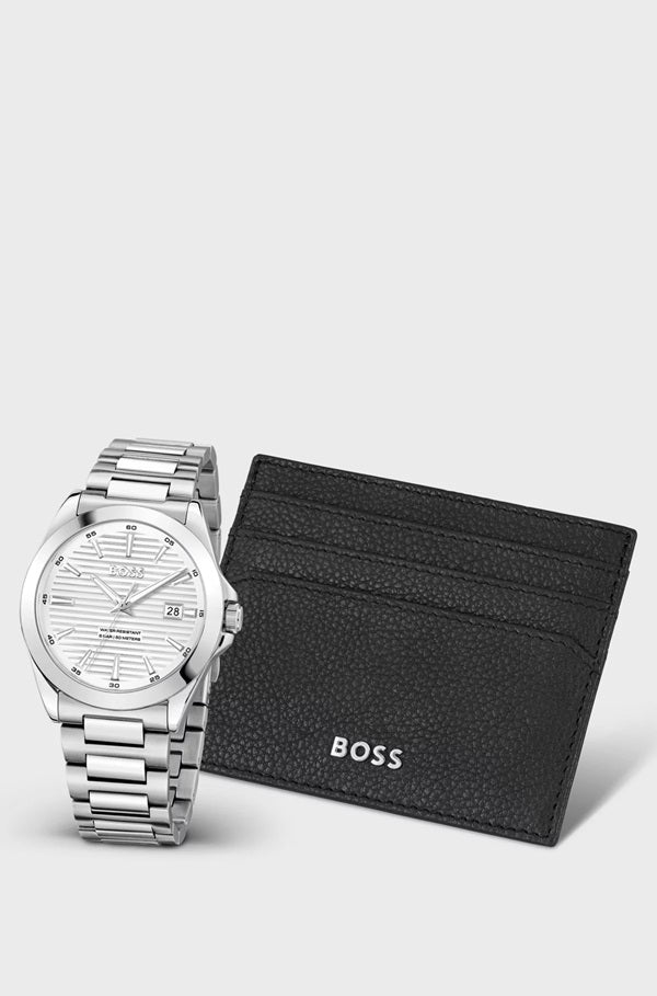 Graziella Hugo Boss Groove-Dial Quartz Watch And Leather Card Holder Gift Set