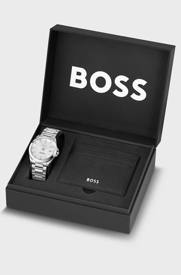 Graziella Hugo Boss Groove-Dial Quartz Watch And Leather Card Holder Gift Set