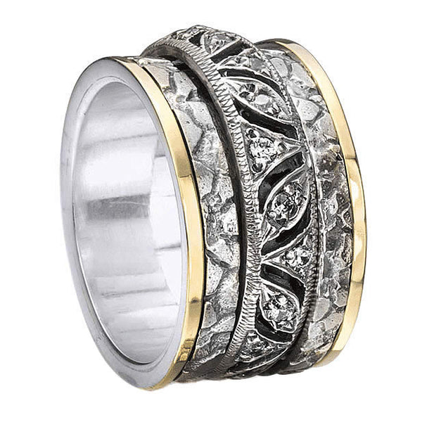 Graziella Infinity Meditaiton Ring. Sterling Silver 9KT Gold And C.Z. Size 8