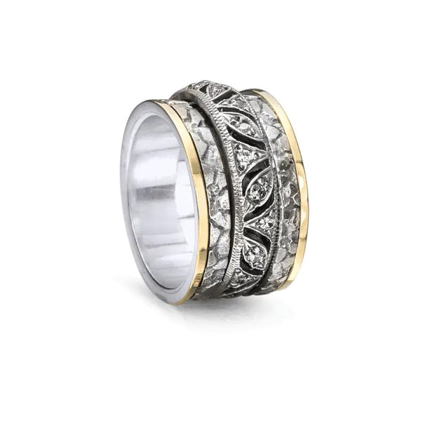 graziella Infinity Meditation Ring. Sterling Silver 9KT Gold and C.Z. Size 9. FINAL SALE