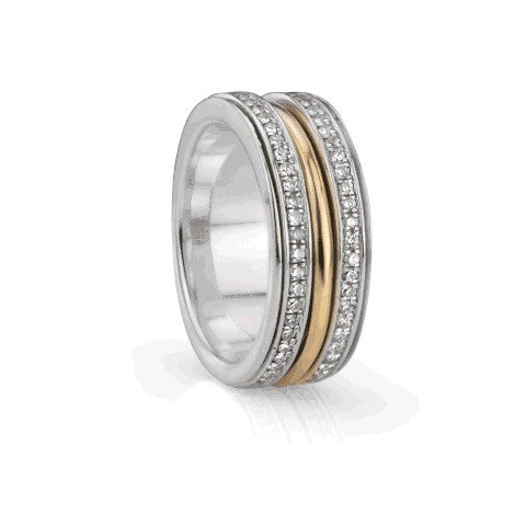 graziella Inspire Meditation Ring. Sterling Silver 10KT Gold and C.Z. Size 8