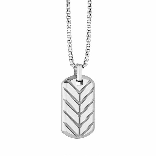 graziella Italgem Steel 22" Black IP Reversable Chevron Dog Tag