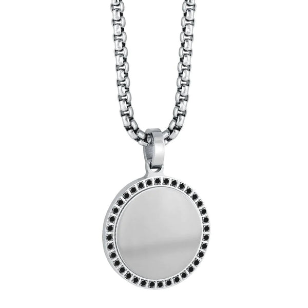 graziella Italgem Steel 22" Stainless steel Black CZ Circle Necklace
