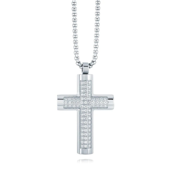 graziella Italgem Steel 22" Stainless Steel C.Z Cross Necklace