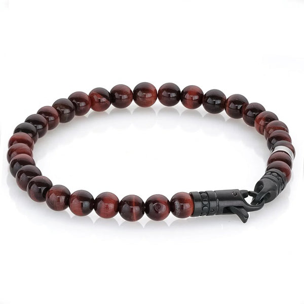 graziella Italgem Steel 8.25" 6mm Red Tigers eye Bracelet
