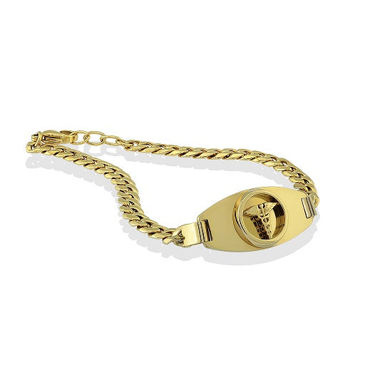 graziella Italgem Steel 8" 4MM Yellow IP plated Medical Alert Bracelet
