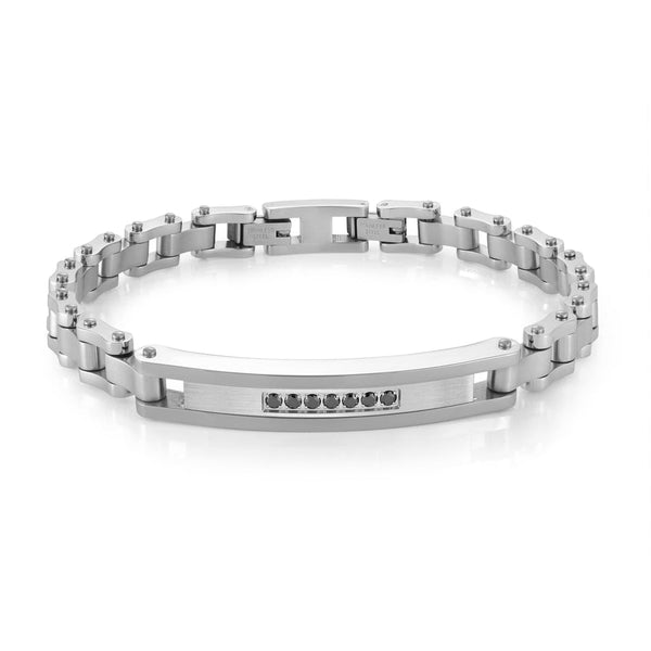 graziella Italgem steel 8.5" Stainless Steel Fancy Link ID Plate Bracelet