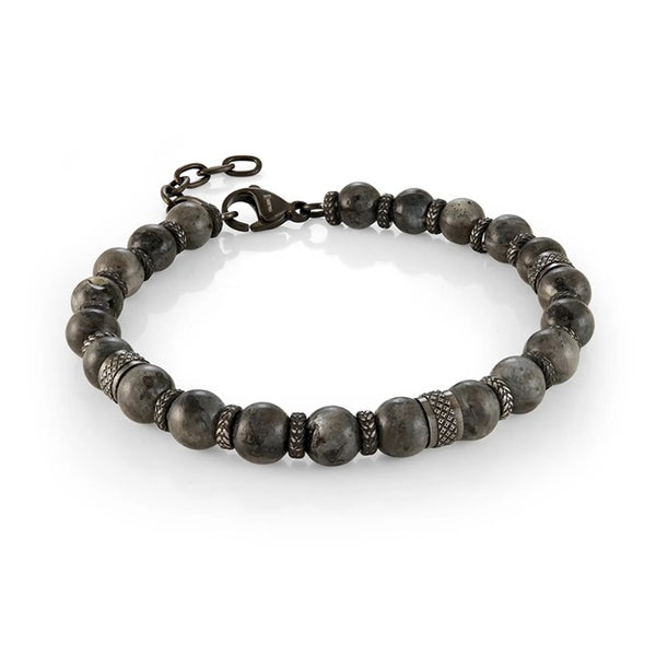 graziella Italgem Steel 8" 6.5mm Grey Stone Bracelet