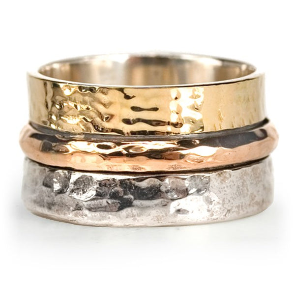 graziella Journey Meditation Ring. Sterling Silver 9KT Yellow and Rose Gold Size 8