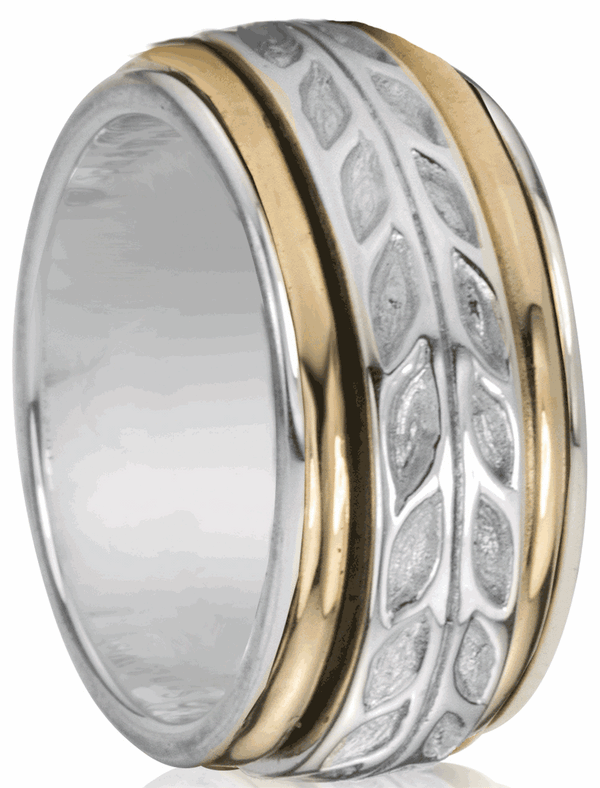 graziella Joy Meditation Ring. Sterling Silver and 10KT Yellow Gold. Size 8
