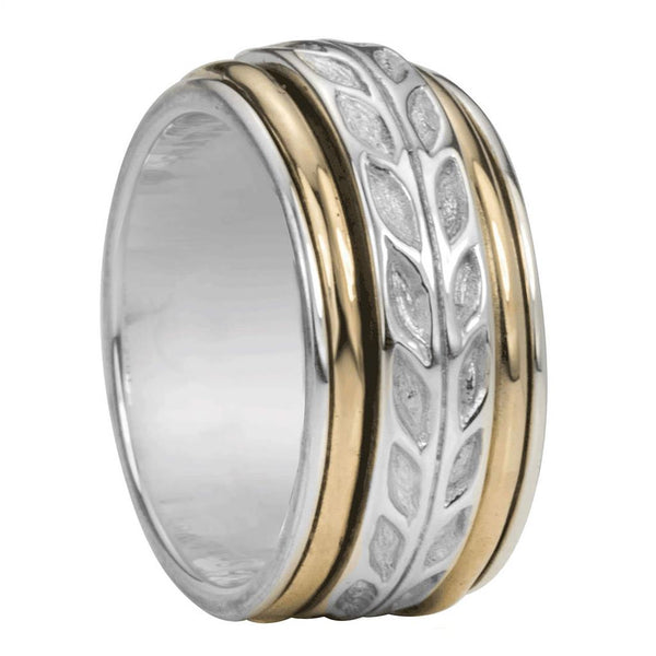 graziella Joy Meditation Ring. Sterling Silver and 10KT Yellow Gold. Size 9
