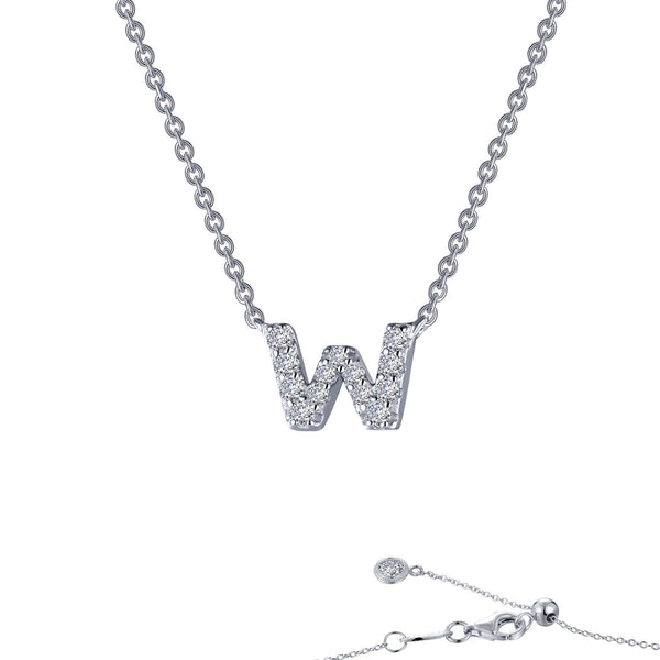 graziella Lafonn Sterling Silver 20" Letter "W" Initial Necklace