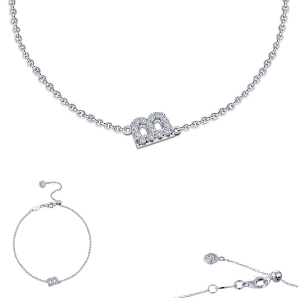 graziella Lafonn Sterling Silver 7.5" C.Z Letter " B" Bracelet