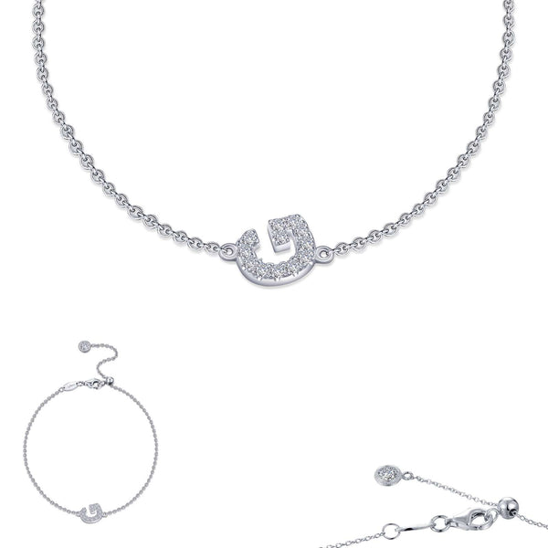 graziella Lafonn Sterling Silver 7.5" C.Z Letter " G" Bracelet