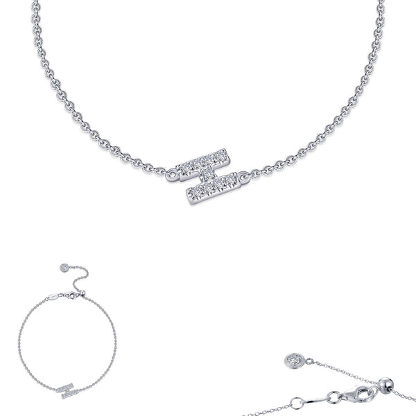 graziella Lafonn Sterling Silver 7.5" C.Z Letter " H " Bracelet