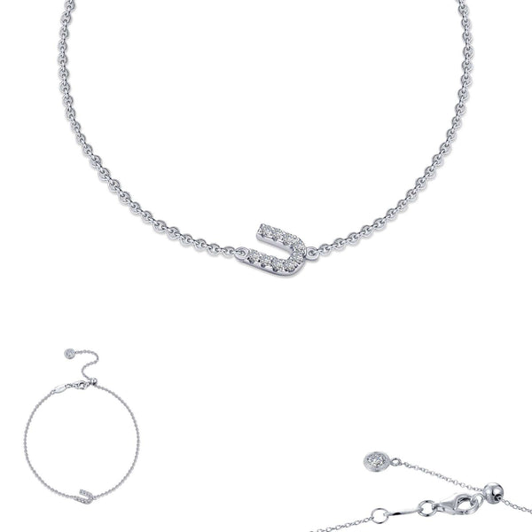 graziella Lafonn Sterling Silver 7.5" C.Z Letter " U" Bracelet