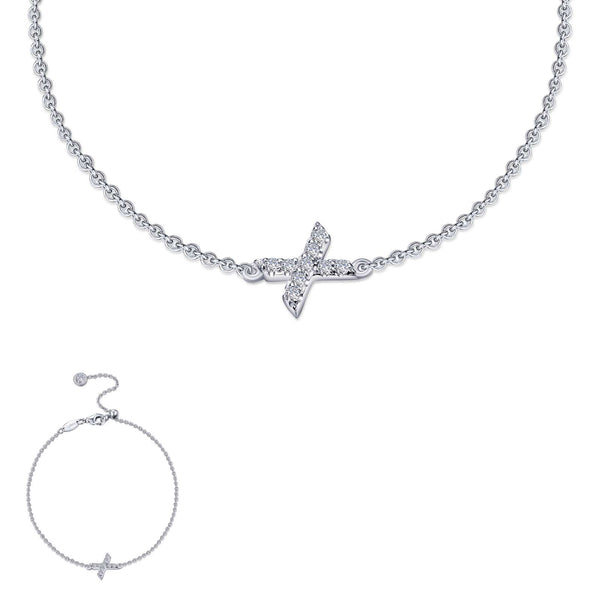 graziella Lafonn Sterling Silver 7.5" C.Z Letter " X" Bracelet