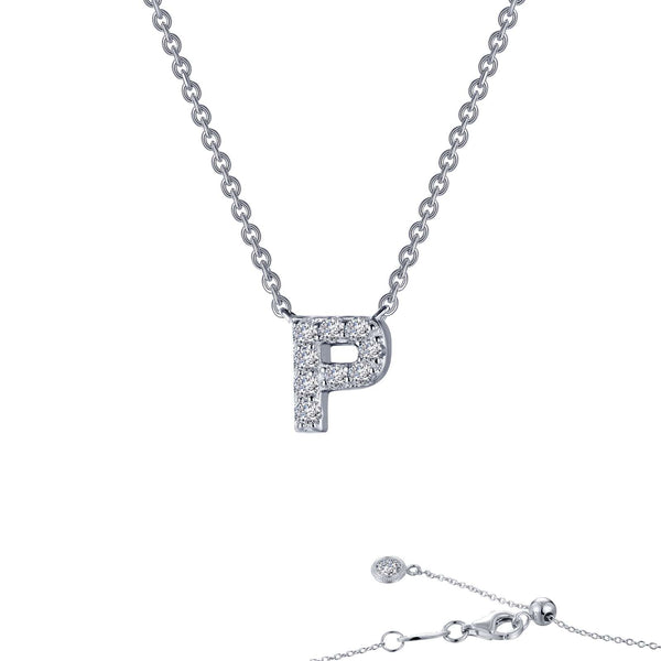 graziella LAfonn Sterling silver C.Z Letter P Initial Necklace