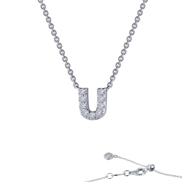 graziella LAfonn Sterling silver C.Z Letter U Initial Necklace