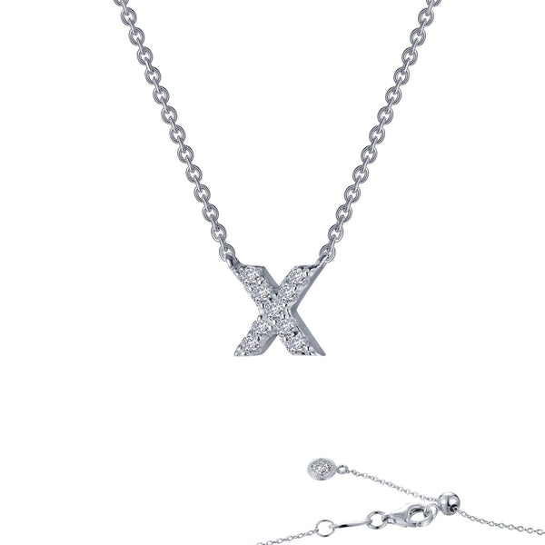 graziella LAfonn Sterling silver C.Z Letter X Initial Necklace